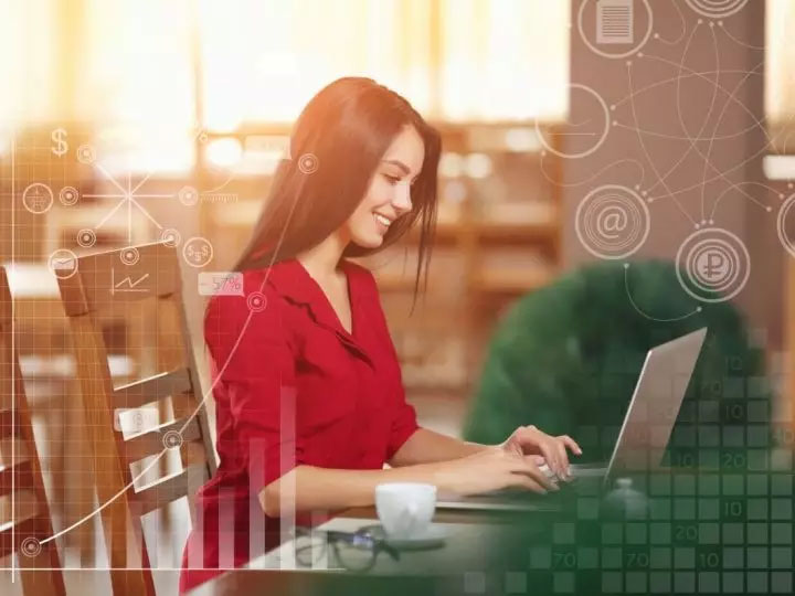 ecommerce young women buying, computer work